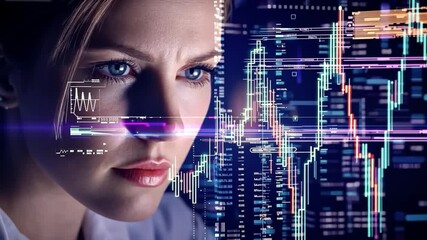 Wall Mural - a digital scientist analyzing neural network predictions for financial insights.