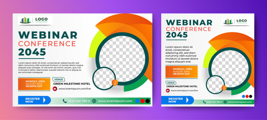 Wall Mural - online webinar conference banner template. web and social media layout. vector