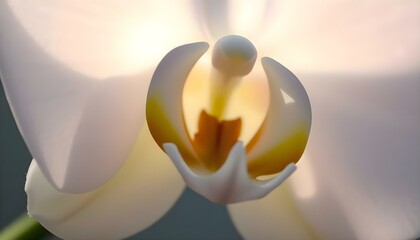 Wall Mural - close up of a white flower with a yellow center