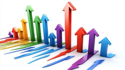 Leinwandbilder - An abstract image of stock market graphs with arrows indicating upward and downward trends, symbolizing market fluctuations and trading strategies.