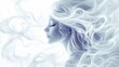 © ZpongXED - A serene, ethereal illustration of a woman with flowing hair, surrounded by wisps of smoke, embodying tranquility and elegance.