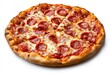 © PNG Stock  - Overhead view of a sliced pepperoni pizza on a white background