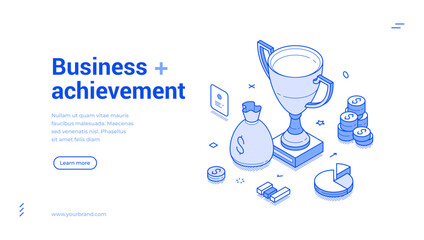 Wall Mural - business achievement corporate financial productivity and efficiency isometric web banner vector ill