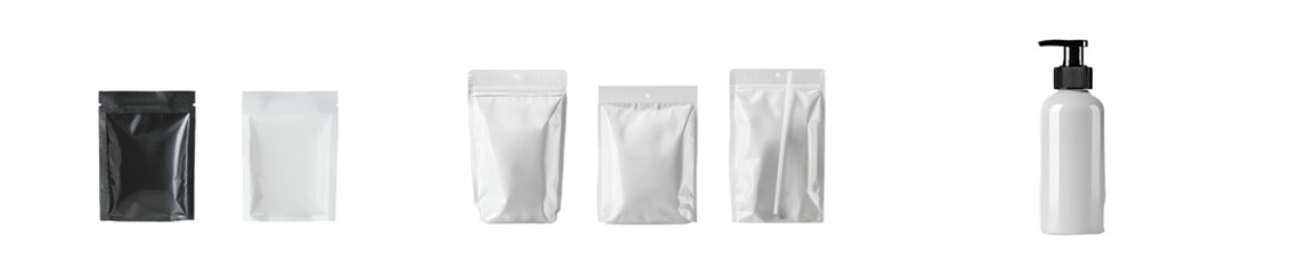 Aufkleber - Minimalist packaging mockups for beauty and skincare products displayed on a clean white background