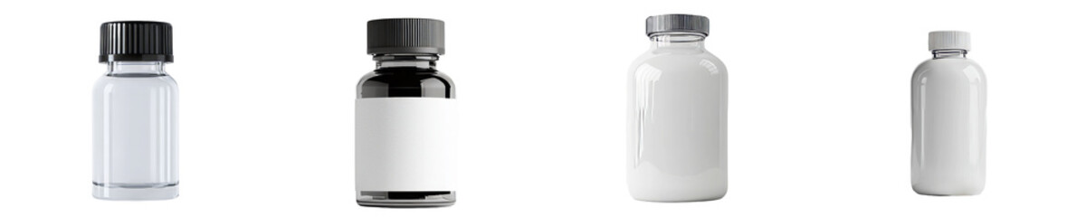 Aufkleber - Modern minimalist mockups featuring sleek glass and plastic bottles for product design presentation
