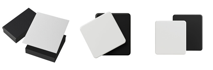Aufkleber - Minimalist mockups featuring black and white isolated squares in various arrangements for creative design projects