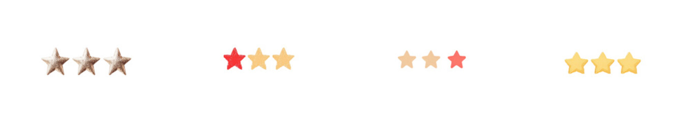 Leinwandbilder - Stylish isolated minimalist mockups of decorative star ratings for user reviews and feedback in a clean design