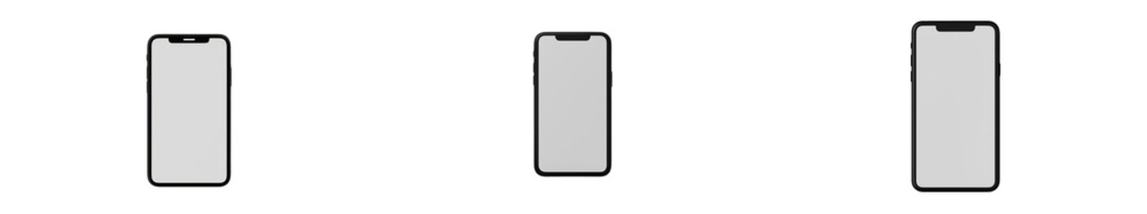 Leinwandbilder - Isolated minimalist mockups of mobile devices showcasing clean design elements and empty screens for presentation and marketing purposes