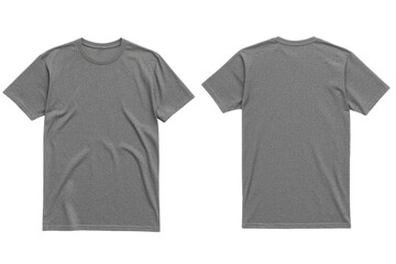 Poster - Minimalist gray t-shirt mockups displayed from front and back views suitable for apparel design