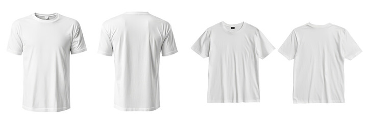 Leinwandbilder - Minimalist mockups of blank white t-shirts displayed from various angles for design presentation