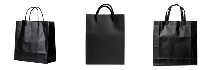 Poster - Minimalist isolated black shopping bags displayed in a clean, contemporary style against a neutral background