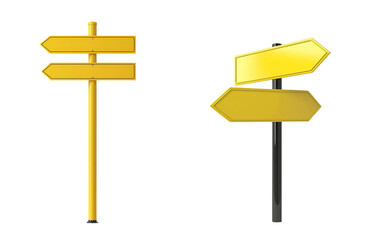 Poster - Minimalist mockups of isolated yellow directional signs showcasing different arrow orientations in a clean design