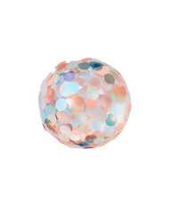 Poster - Minimalist mockup showcasing a shimmering confetti ball on a white background for creative design projects