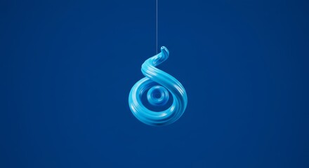 Wall Mural - blue spiral ornament hanging - abstract symbolizing infinity, connection, flow, mystery, and eleganc