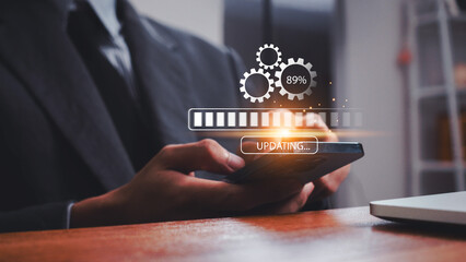 update software application upgrade technology concept. improved functionality in the new version an