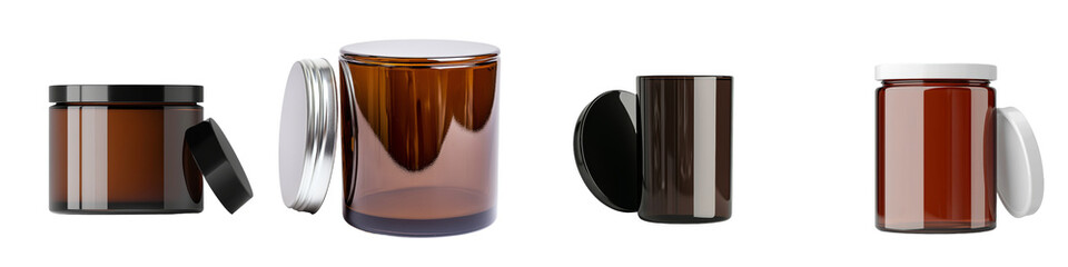 Aufkleber - Minimalist mockups of amber jars showcasing versatile packaging designs for cosmetics or food products
