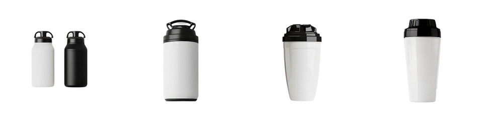 Leinwandbilder - Minimalist mockups of cylindrical containers showcasing sleek black and white designs for modern aesthetic appeal