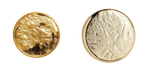 Aufkleber - Unique gold coin mockups showcasing textured and smooth surfaces in minimalist style