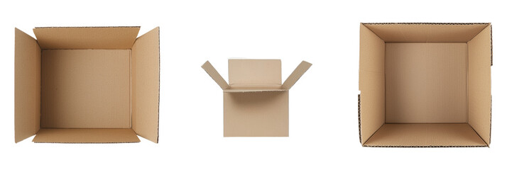 Leinwandbilder - Minimalist mockups of empty cardboard boxes arranged in isolation for presentation and design purposes