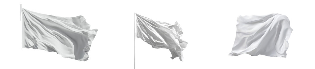 Poster - Dynamic display of isolated minimalist flags capturing motion in a serene, neutral background setting
