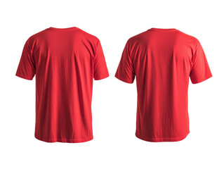 Aufkleber - Minimalist mockups of red t-shirts displayed back and front for apparel design presentation