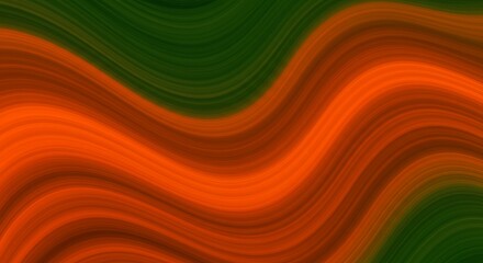 Wall Mural - orange and green wavy abstract background - abstract art depicting flowing orange and green waves, s