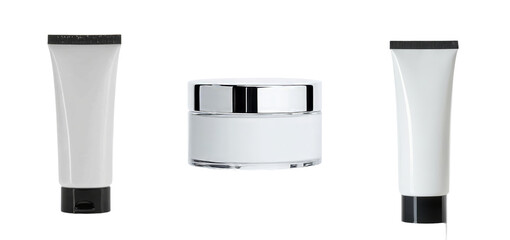 Leinwandbilder - Minimalist mockups of skincare containers in an isolated setting with focus on design and branding possibilities