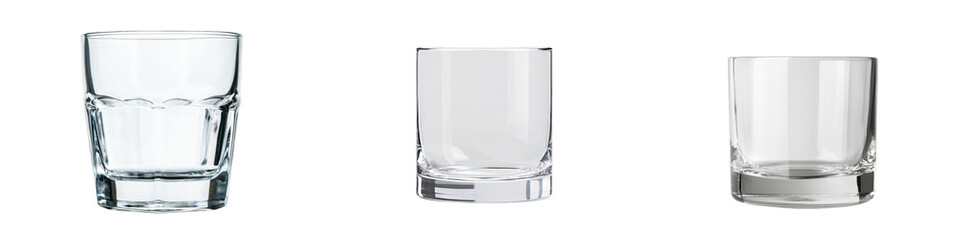 Aufkleber - Minimalist mockups of three distinctive glass designs arranged in an isolated setting for modern presentation