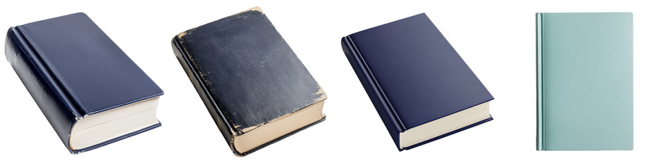 Poster - Minimalist collection of isolated book mockups showcasing various styles and textures on a plain background