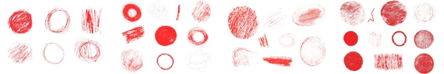 Aufkleber - Collection of isolated minimalist mockups featuring various red circular shapes on a plain background