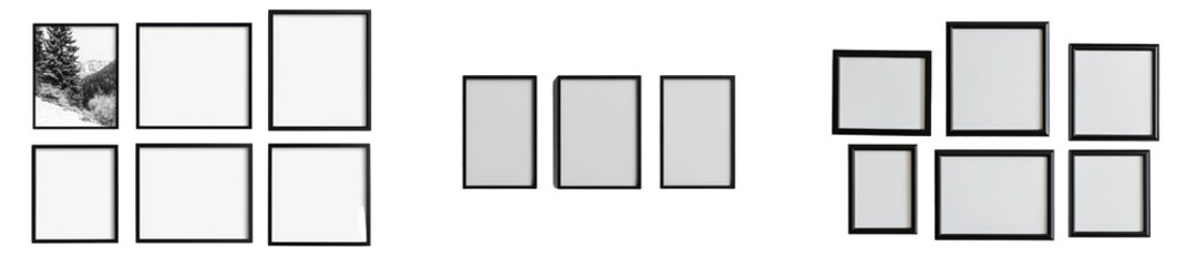 Aufkleber - Minimalist mockups of isolated black frames for creative display and design purposes in various arrangements