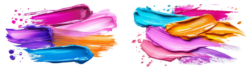 Leinwandbilder - Colorful minimalist mockups featuring vibrant paint strokes in lively arrangements