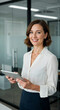 © STM Lab - Confident Businesswoman Using Tablet in Modern Office