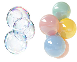 Poster - Creative display of minimalist bubble mockups showcasing different colors and sizes on a clean background