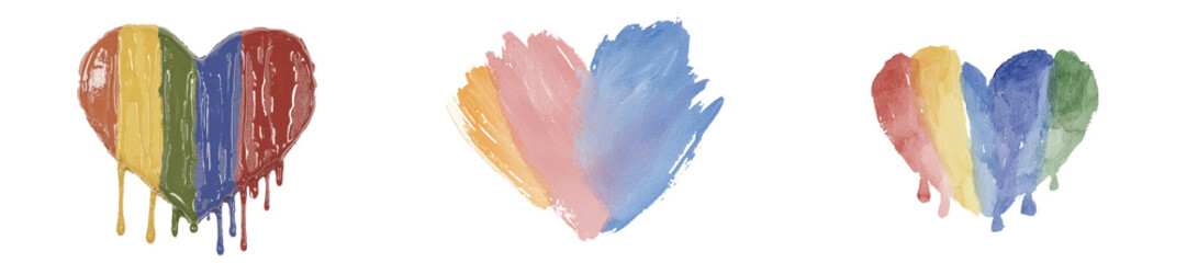 Aufkleber - Colorful watercolor heart designs showcasing creativity and expression for minimalist art projects