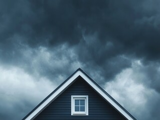 Wall Mural - House gable under stormy sky
