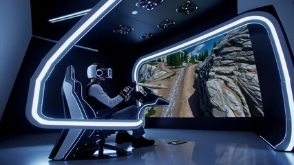 Fototapete - Engaging in immersive virtual reality gaming experience in a modern setup