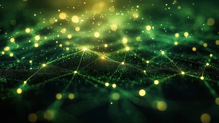 Abstract digital network, green and yellow