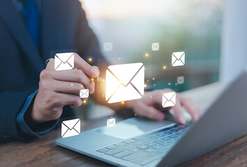 new email notification concept, business online communication, email communication, digital marketin