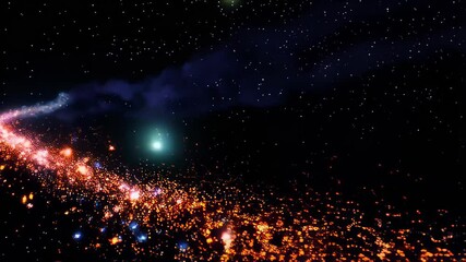 Wall Mural - Experience a captivating journey through the cosmos with striking streaks of colorful light emanating from an ethereal cosmic phenomenon amidst a vast starry backdrop