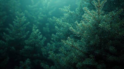  Misty forest evergreen boughs