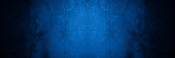 Aufkleber - Old wall pattern texture cement blue dark abstract  blue color design are light with black gradient background.