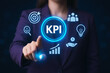 © K - KPI interface on digital screen, key performance indicators dashboard, business metrics monitoring, success measurement tools, corporate data analysis, productivity tracking system, strategic perform