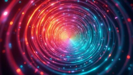 Wall Mural - Vibrant Abstract Circular Tunnel Of Light