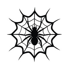 spider silhouette with web vector art