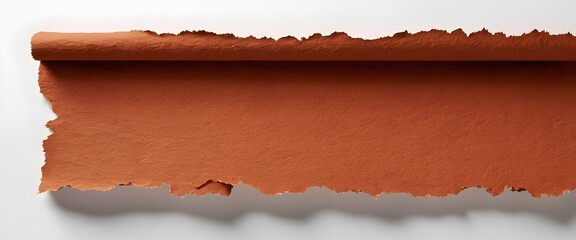 Poster - Textured Reddish Brown Strip, A Rough Paper Element On White. Craft Paper Detail For Artistic Projects. Design Element For Invitations, Adding Rustic Flair. Use It For Backgrounds.