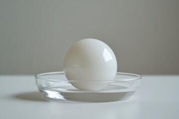 Fototapete - White spherical object on a clear plate highlighting minimalist design with soft lighting