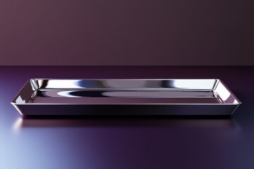 Poster - Elegant silver tray on a simple backdrop showcasing modern design and craftsmanship