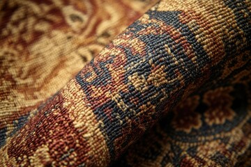 Aufkleber - Close-up of richly textured rug, showcasing intricate woven details in earthy tones.