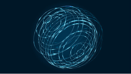 Wall Mural - technology blue sphere with connecting dots and lines. vector digital abstract network structure.